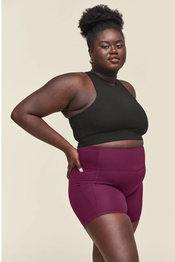Girlfriend Collective Plum High-Rise Run Short