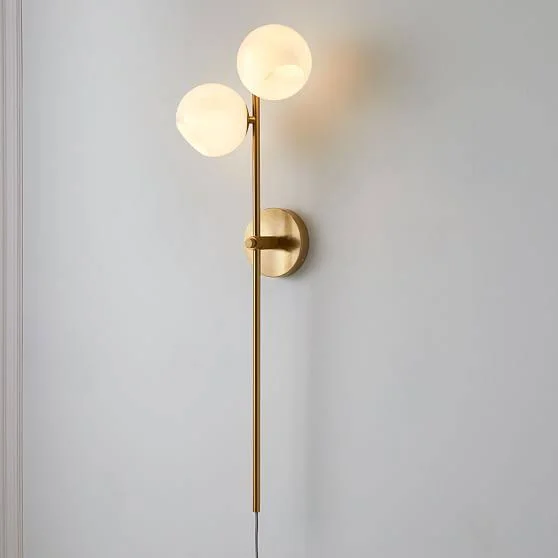 Staggered Glass Plug in Sconce - Milk, Glass, Antique Brass 8153412