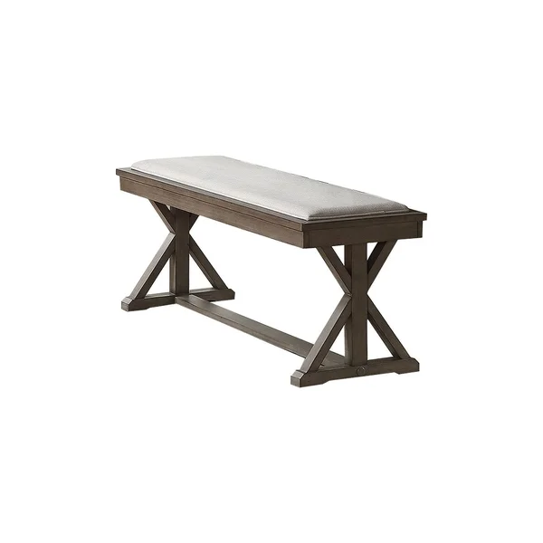 Simple Relax White Fabric Upholstery Dining Bench, Grey - Dining Height - Single - Cream