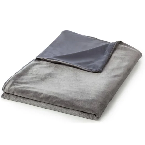 Bibb Home Weighted Blanket with Reversible Removable COVER - Silver, 60x22 x 80x22 - 15 lb
