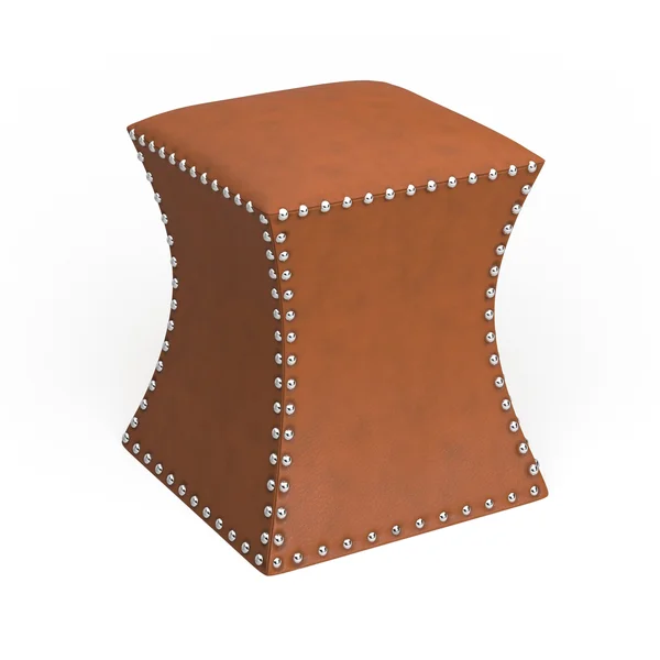 The Curated Nomad Hastings Faux Leather Ottoman, Blue