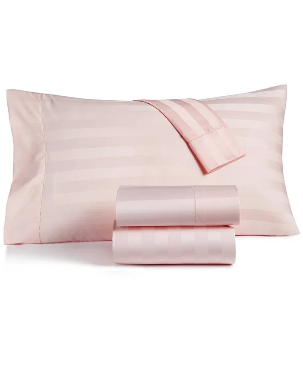 Charter Club Damask 1.5x22 Stripe 100% Supima Cotton 550 Thread Count 4 pc. Sheet Set - California King, Created for Macy&s - Cot