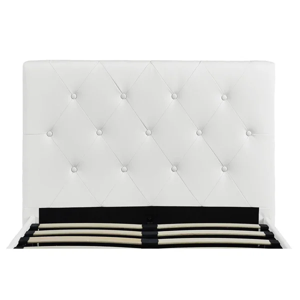 DHP Dakota Upholstered Faux Leather Platform Bed - Twin, White