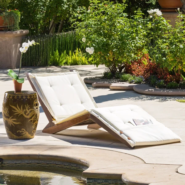 Sonora Wood Patio Folding Lounger with Cushion Cream Cushion Christopher