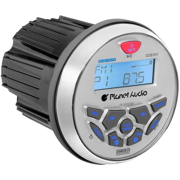 Planet Audio Pgr35b 3.5x22 Gauge Marine MP3 Radio Receiver Bluetooth+4 Speakers