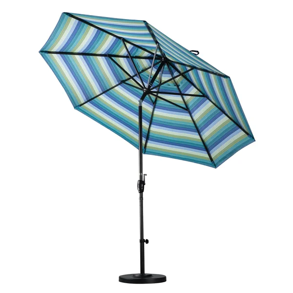 California Umbrella 9-Foot Black Aluminum Market Umbrella Woven Sesame