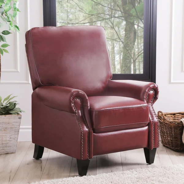 Abbyson Living Braxton Leather Pushback Recliner - Red
