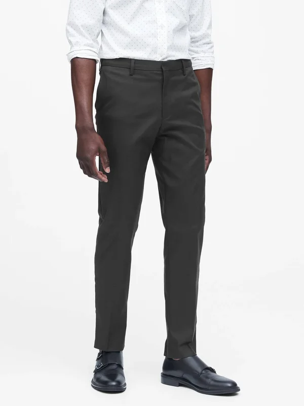 Banana Republic Men's Slim Solid Non-Iron Stretch Pant Black Size 29W 30L