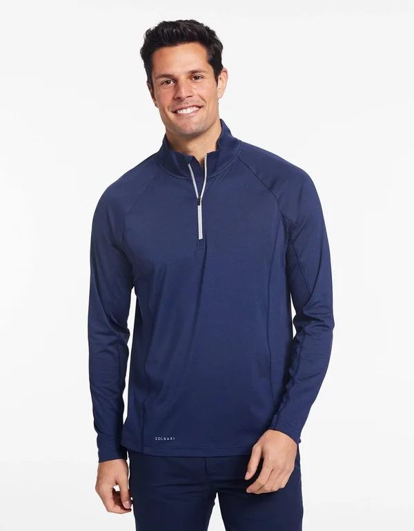 UPF 50+ Sun Protective Long Sleeve Quarter Zip Top for Men, Solbari Dark Grey