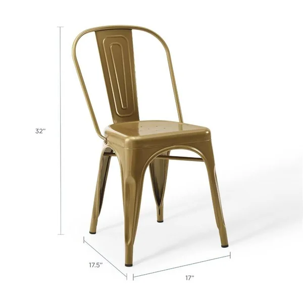 Hawthorne Collections Dining Side Chair in Gold (Set of 2)