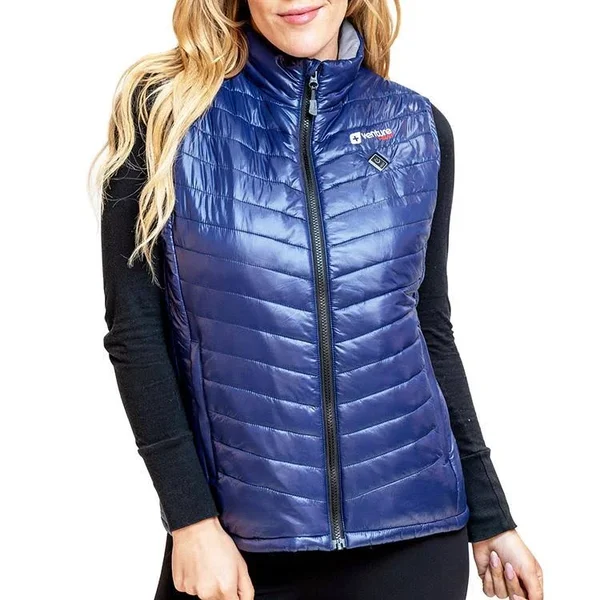 Women's Quad-Zone Insulated Heated Puffer Vest - Roam 2.0 - Navy S - Venture Heat