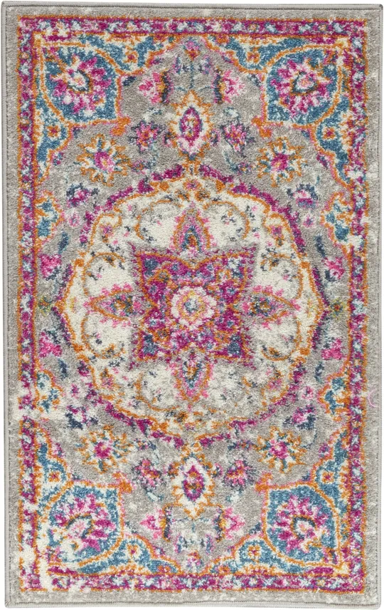 Nourison Passion PSN22 Area Rug - Grey/Multi, 8& Round