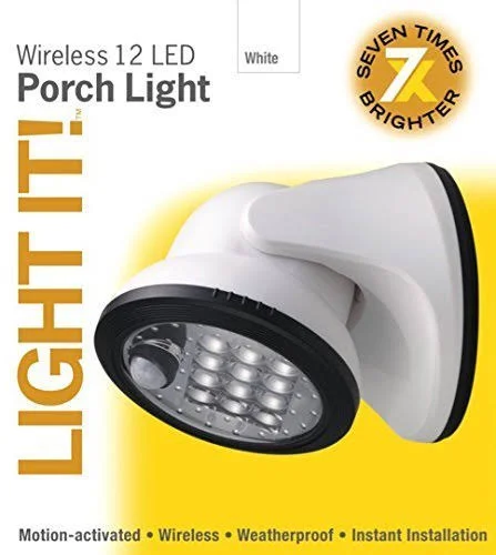 Light It! by Fulcrum 20036-101 12 LED Wireless Motion Sensor Weatherproof Porch Light, 2 Pack, Silver