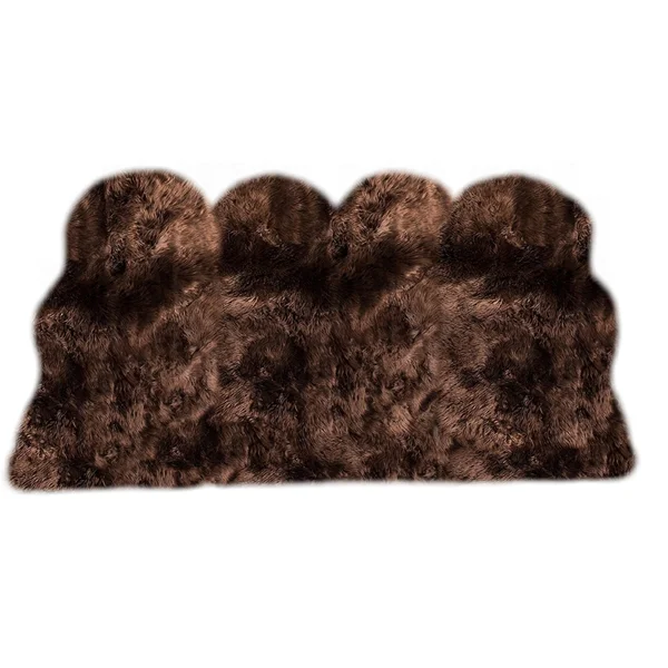 Spectrum Rugs Legacy Faux Sheepskin 4-Pelt Shag Runner Rug (3' x 8') Grey Mist Natural - Gray