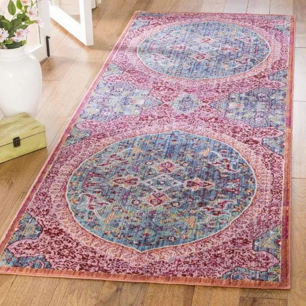 Safavieh SUT401B Sutton Turquoise, Fuchsia Area Rug - 4& x 6&