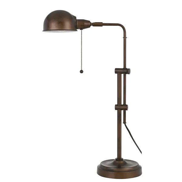 Adjustable Height Metal Desk Lamp with Dome Shade, Rustic Bronze