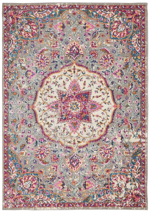 Nourison Passion PSN22 Area Rug - Grey/Multi, 8& Round