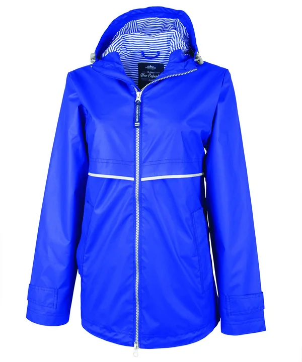 Charles River Women's New Englander Rain Jacket with Printed Lining in Royal/Stripe S, 5996, Size: Small, Blue