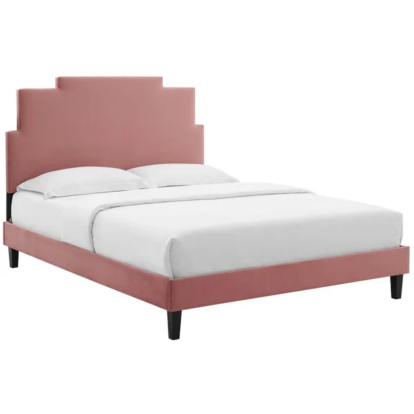 Lindsey Performance Velvet King Platform Bed - Dusty Rose