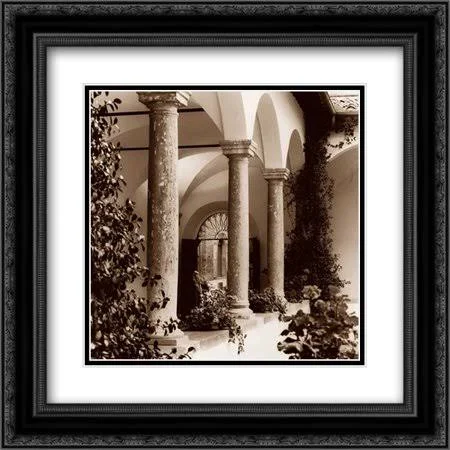 Piazza Toscana 2X Matted 20x20 Black Ornate Framed Art Print by Blaustein, Alan