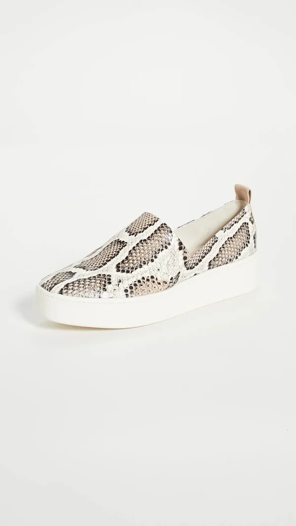 Vince Leather Saxon-2 Slip on Sneaker - Women - Taupe - 10