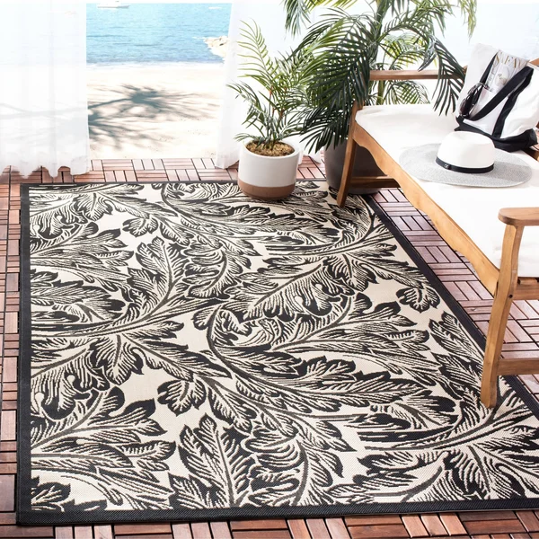 Safavieh Courtyard CY2996-3901 5&3x22 x 7&7x22 Sand, Black Area Rug