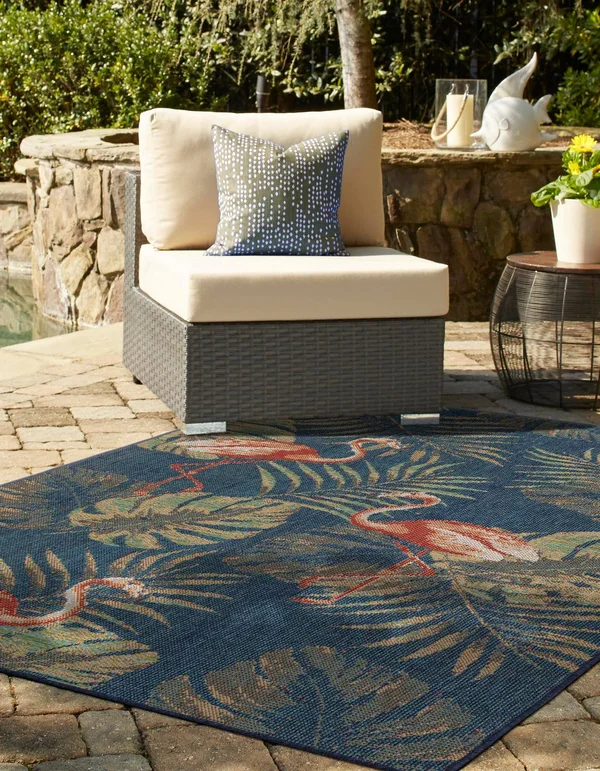 Baja Outdoor Navy Blue 5x8 Area Rug Indoor Outdoor Rug