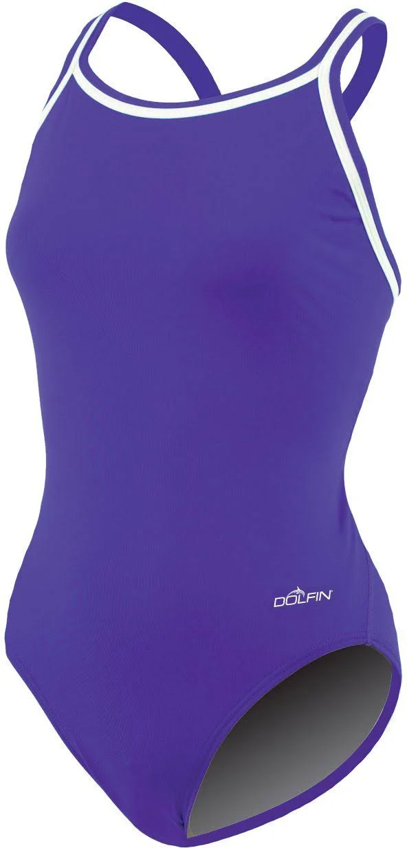 Dolfin Team Solid DBX Back Swimsuit - Purple 40 - Purple