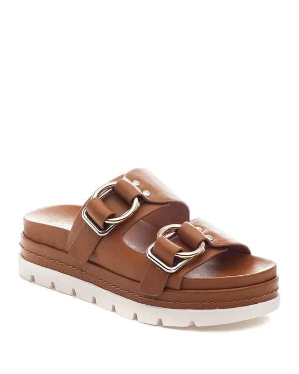 J/Slides Baha Women's Shoes Tan Leather : 8.5 M