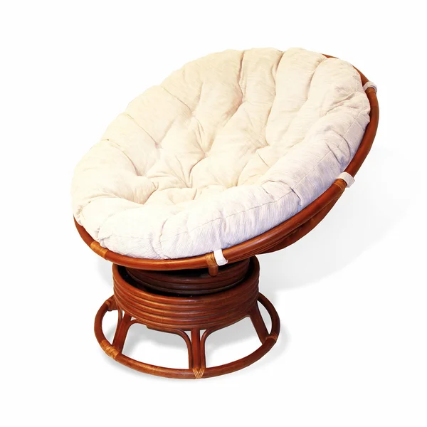 Rattan Wicker Swivel Rocking Round Papasan Chair with Cushion Colonial (Light Brown), Size: 40\H x 46\W x 40\D, Other