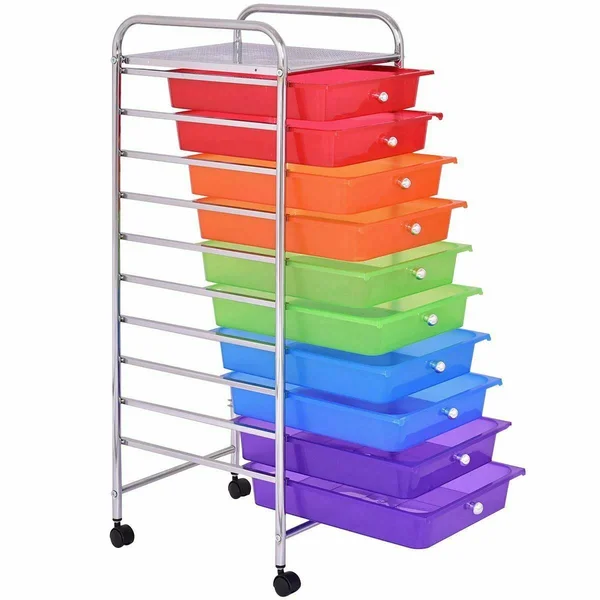 Costway 10 Drawers Rolling Storage Cart - 12.6" x 14.4" x 35.4"