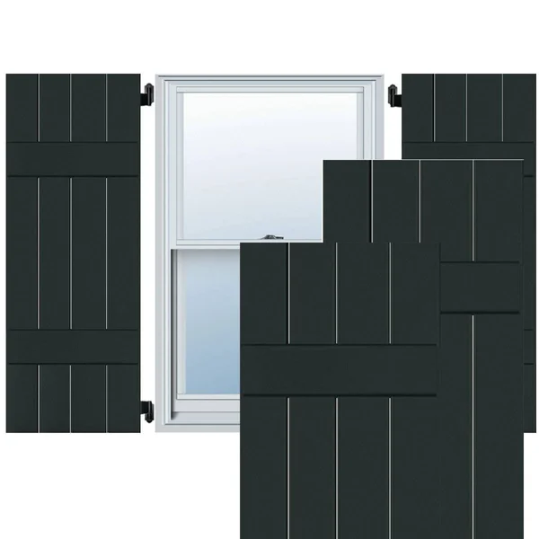 Ekena Millwork 2-Pack 15-in W x 73-in H Black Forest Green Board and Batten Wood Western Red Cedar Exterior Shutters - RWB15X073