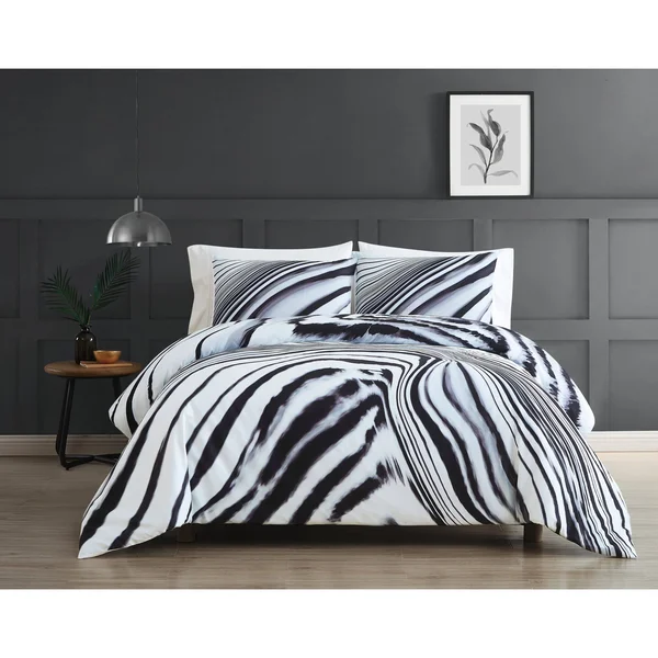 Vince Camuto Muse 3 Piece Comforter Set - Full/Queen - Black