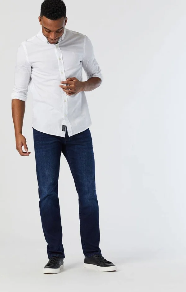 Mavi Men's Zach Straight Leg in Dark Brushed Athletic, Men's Jeans