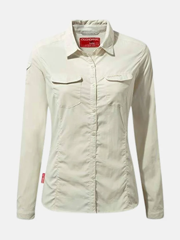 Craghoppers Womens/Ladies Nosilife Adventure II Long Sleeved Shirt, 4 US, Sea Salt