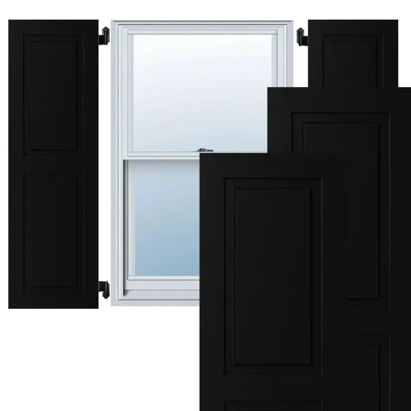 Ekena Millwork CWR15X029BLC 15x22W x 29x22H Exterior Composite Raised Panel Shutters (Per Pair) - Black