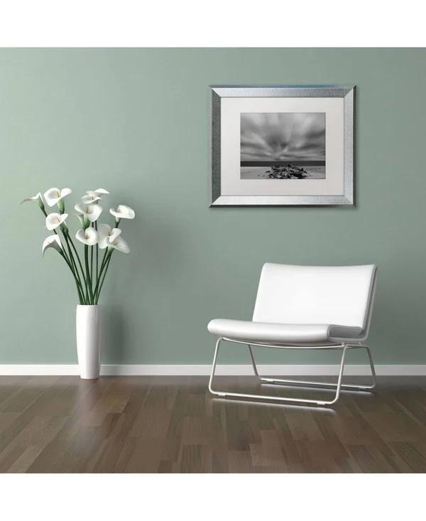 Trademark Fine Art Windy Beach Framed Photographic Print - Matte Color: White, Size: 16x22 H x 20x22 W x 0.5x22 D