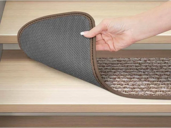House - Home and More Set of 15 Skid-Resistant Carpet Stair Treads 8 in. x 30 in. and Matching Landing Rug 2 ft. x 3 ft - Praline