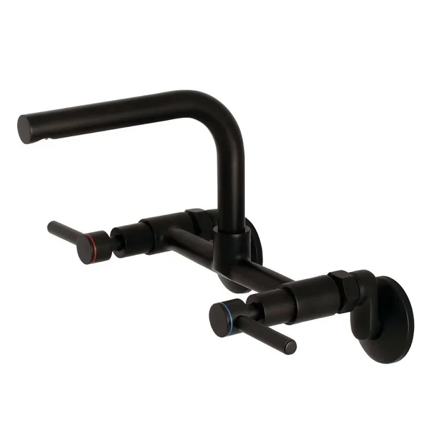 Kingston Brass KS812PB Concord 8x22 Adjustable Center Wall Mount Kitchen Faucet - Polished Brass