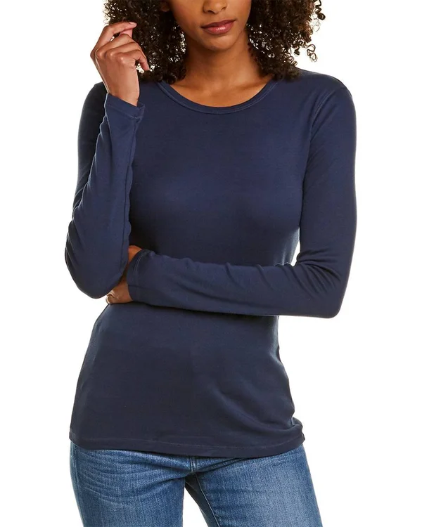 Splendid Women's Classic Long Sleeve Crew Navy