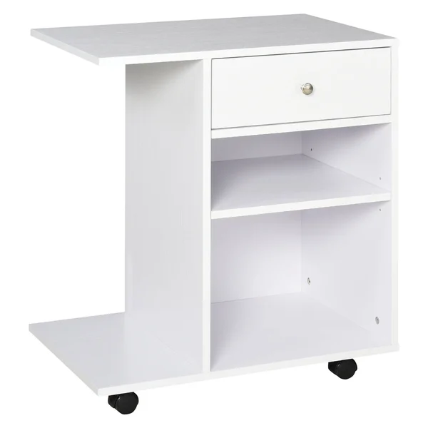 Vinsetto Printer Table Desk - Rolling Cart Stand with Wheels, Adjustable Shelf, Drawer and CPU Stand - Black