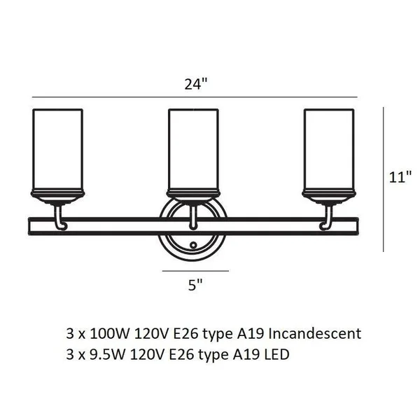 Sea Gull Lighting-4491403EN3-715-Sfera - Three Light Bath Vanity