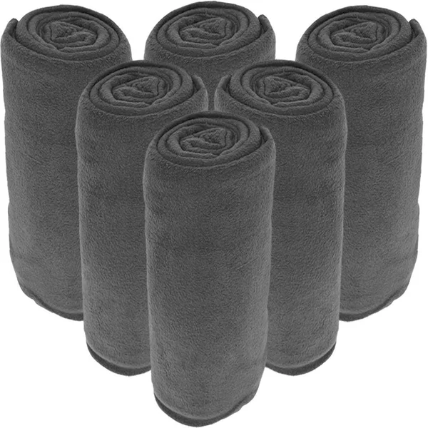 Bare Home Wholesale Microplush Blankets, Fleece Bed Blanket Bulk Pack - King - Grey - 6 Pack