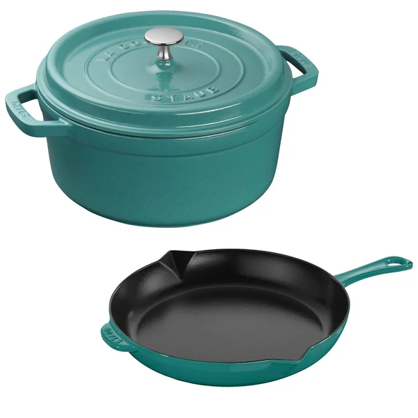 Staub - Cast Iron 3-Pc Cocotte and Fry Pan Set - White