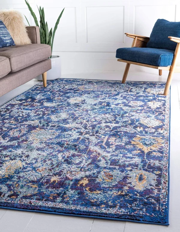 Unique Loom Assisi Augustus Rug (Navy Blue - 5& x 5& Round)