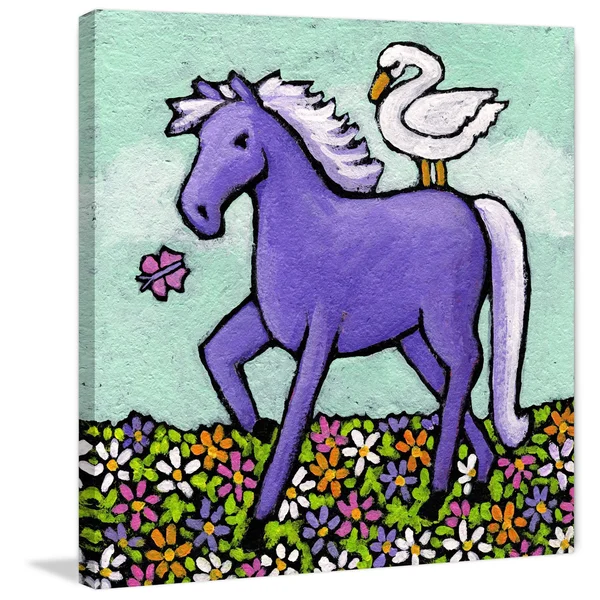 Swan Riding A Horse Painting Print on Wrapped Canvas, Size: 40 x 40