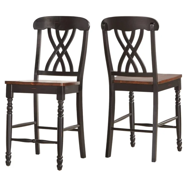 Mackenzie Counter Height Chair (Set of 2) by Inspire Q Classic - Antique Black Scroll Back
