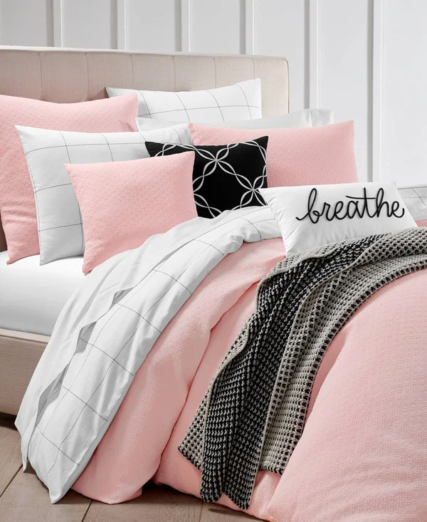 Charter Club Damask Designs Diamond Dot Cotton Twin Duvet Cover Set White