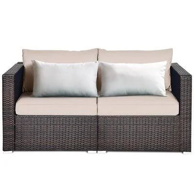 29.5x22 Wide Outdoor Wicker Loveseat with Cushions Latitude Run
