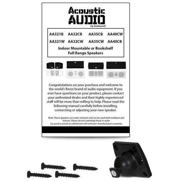 Acoustic Audio Aa32cb Mountable Indoor Speakers 2400 Watts Black Bookshelf 4 Pair Pack